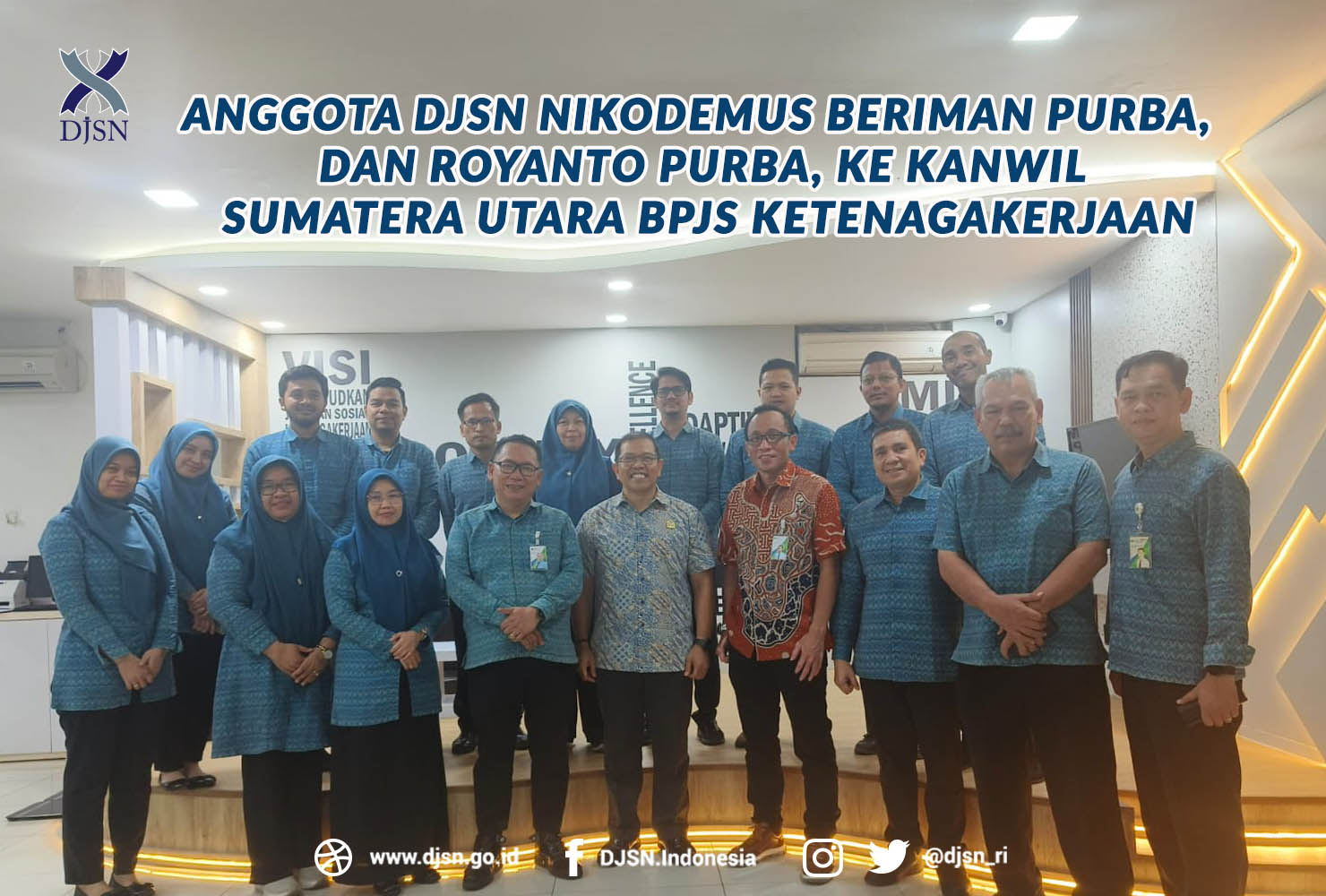 Anggota DJSN Nikodemus Beriman Purba, S.Psi., M.H dan Royanto Purba, ST ke Kanwil Sumatera Utara BPJS Ketenagakerjaan